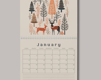 2026 Scandinavian Hygge Wall Calendar, Folk Art Home Office Decor, 12 Month Nordic Planner