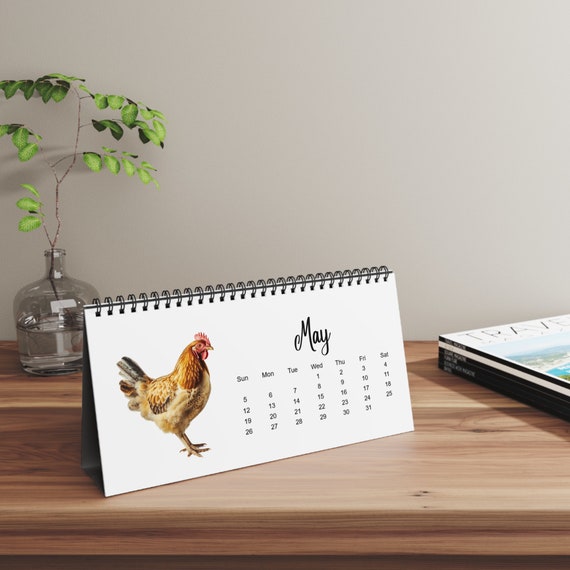 2024 Spiral Desk Calendar, Chicken Desk Calendar, 12 Month Calendar, Roosters Desk Calendar, Gift for Chicken Lovers - Etsy