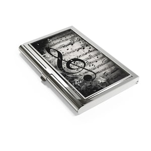 Tarjetero con clave de sol, tarjetero con notas musicales, tarjetero para partituras, regalo para profesores de música