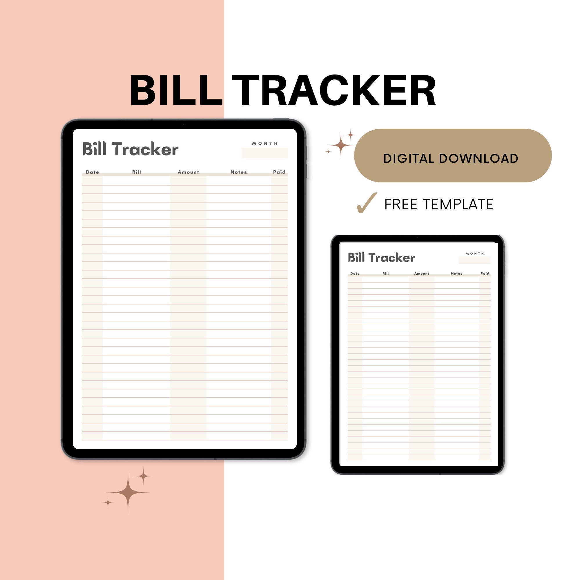 Bill Tracker, Debt Tracker, Financial Status, Planner, Income Tracker ...