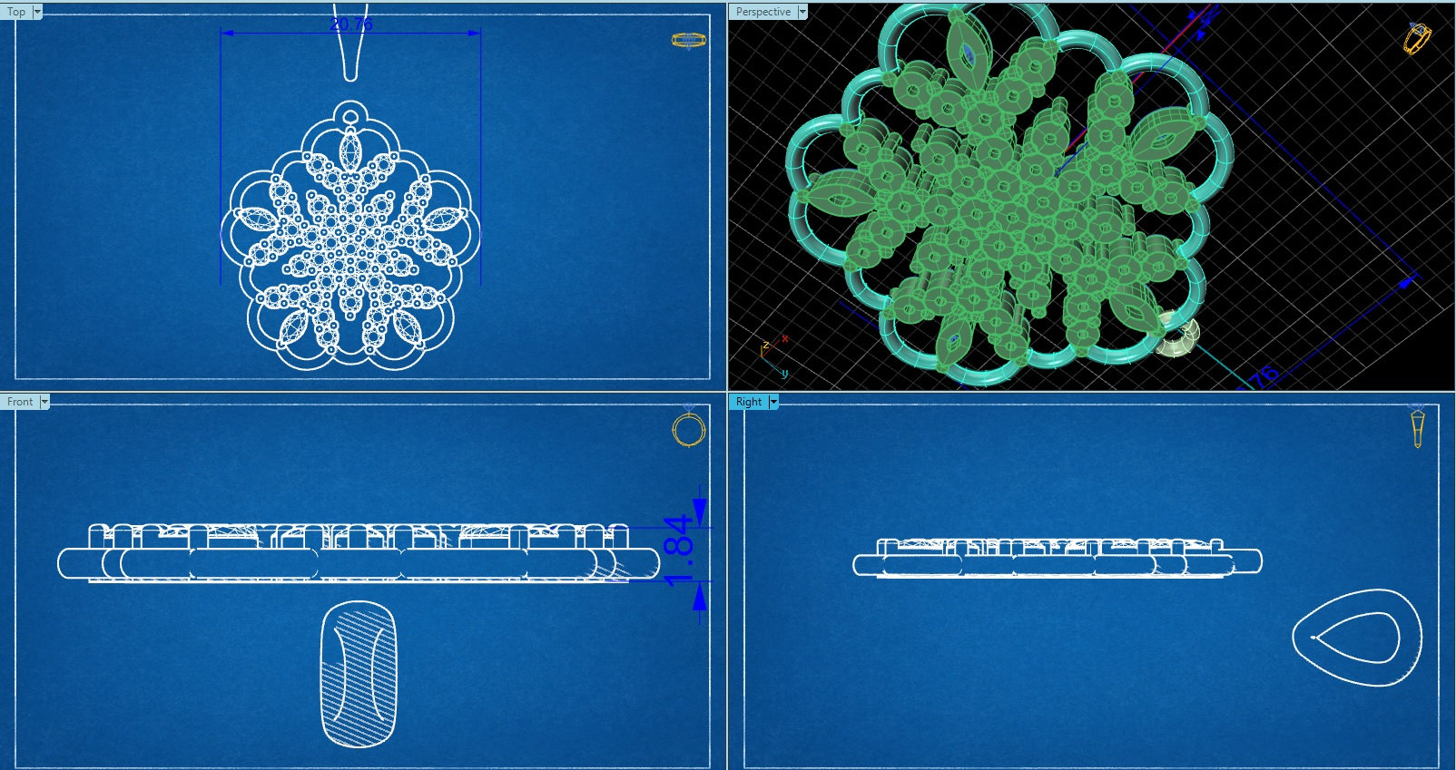 Snowflake Pendant 3D Design File Designed on Matrix 8 Program Ready for ...