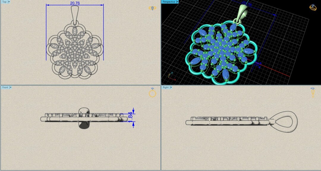 Snowflake Pendant 3D Design File Designed on Matrix 8 Program Ready for ...