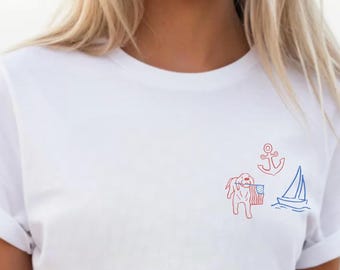 East coast summer shirt, New England Summer Shirt, Golden Retriever shirt, Coastal Grandma T-shirt, Nautical Preppy Shirt, Cape Cod Shirt