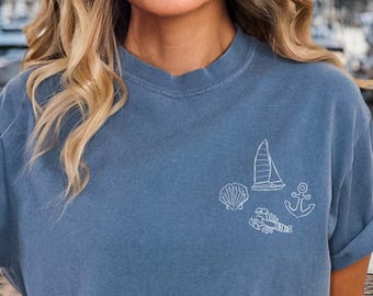 East coast summer shirt, Lobster shirt, Coastal t-shirt, Nautical shirt for women, Cape Cod shirt, Nantucket shirt, Ocean Inspired Summer