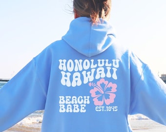 Honolulu Hawaii hoodie, Coconut girl sweatshirt, Trendy Summer Hoodie, Aloha Hoodie, Tropical Beach Hoodie, Summer hibiscus Flower Hoodie