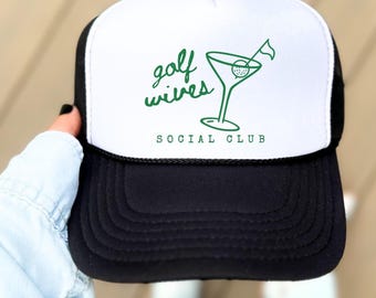 Golf Wives Social Club Trucker Hat, Women's Golf Course Hat, Gift For Wife, Golf Husband Hat, Women's Sporty Snapback Hat, Golf Caddie Hat