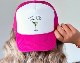 Martini hat, martini gift, trendy cocktail trucker hat, martinis and bikinis bachelorette, trendy womens trucker hats, Cocktail baseball hat