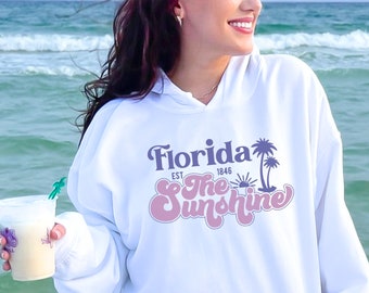 Florida hoodie, Retro Beach Hoodie, The Sunshine State Sweatshirt, Trendy Summer Hoodie, Coconut girl sweatshirt, Ocean Beach Sweatshirt