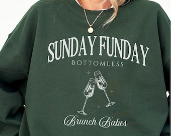 Sunday Funday brunch babes sweatshirt, Girls who brunch, mimosas sweatshirt, trendy sweatshirt for women, Brunch gang sweatshirts, Preppy