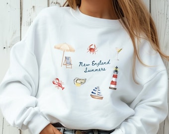 New England zomersweater, oostkust, esthetiek kustoma, Cape Cod ronde hals, Oyster-sweater, kreeftsweater, nautisch