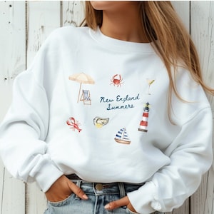 New England Summer Sweatshirt, East Coast, Coastal Grandma Aesthetic, Cape Cod Crewneck, Oyster Sweatshirt, Lobster Sweatshirt, Nautical