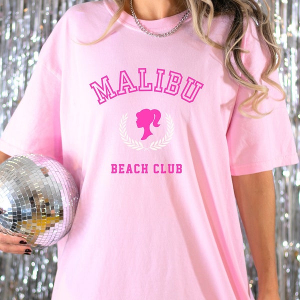 Malibu doll beach club, Party Girls Shirt, Birthday Party shirt, Doll shirt, Gift for Birthday Girl, Pink beach shirt, Preppy shirt women