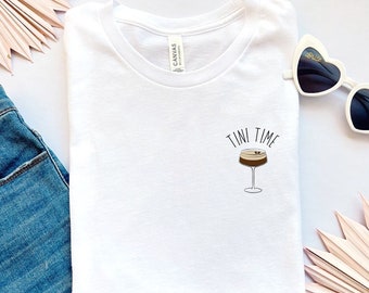 espresso martini shirt, Tini time, minimalist shirt, martini gift, trendy cocktail shirt, martinis and bikinis bachelorette, brunch shirt