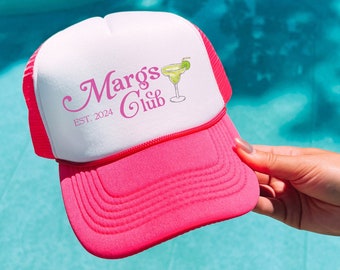 Margs Club Trucker Hat, Margarita Baseball hat, summer party hat, margarita gift, margs and matrimony bachelorette, girls trip trucker hats