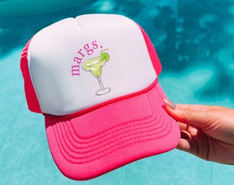 Margs Trucker Hat, Margarita Baseball hat, summer party hat, margarita gift, margs and matrimony bachelorette, girls trip trucker hats