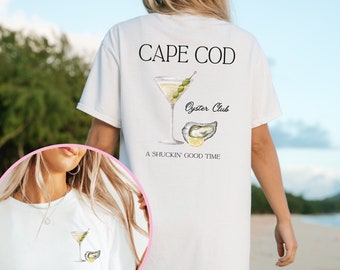 Chemise Cape Cod pour huîtres et martini, amateur d'huîtres, chemise martini sale, chemise nautique vintage, chemise tini time, t-shirt Oyster Club, Cape Cod