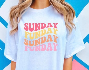 Sunday Funday Shirt, Retro Summer shirt, bright retro Sunday funday shirt, bachelorette shirt, Brunch Shirt, Day Drinking, Party Girl Shirt