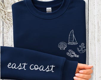 East Coast Summer Crewneck Sweatshirt, Coastal Graphic Beach Sweater, Nautical Lobster Sweatshirt, Coastal Grandmother Sweater, Cape Cod