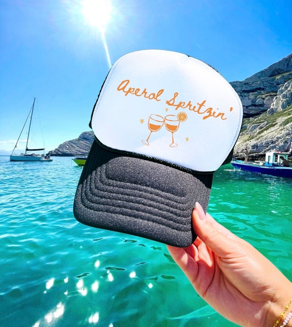 Bachelorette Aperol Spritz Trucker Hats (9 hats - 8 blue, 1 white) Embroidered Aperol Spritz Baseball Cap: Custom Bachelorette  main image 4