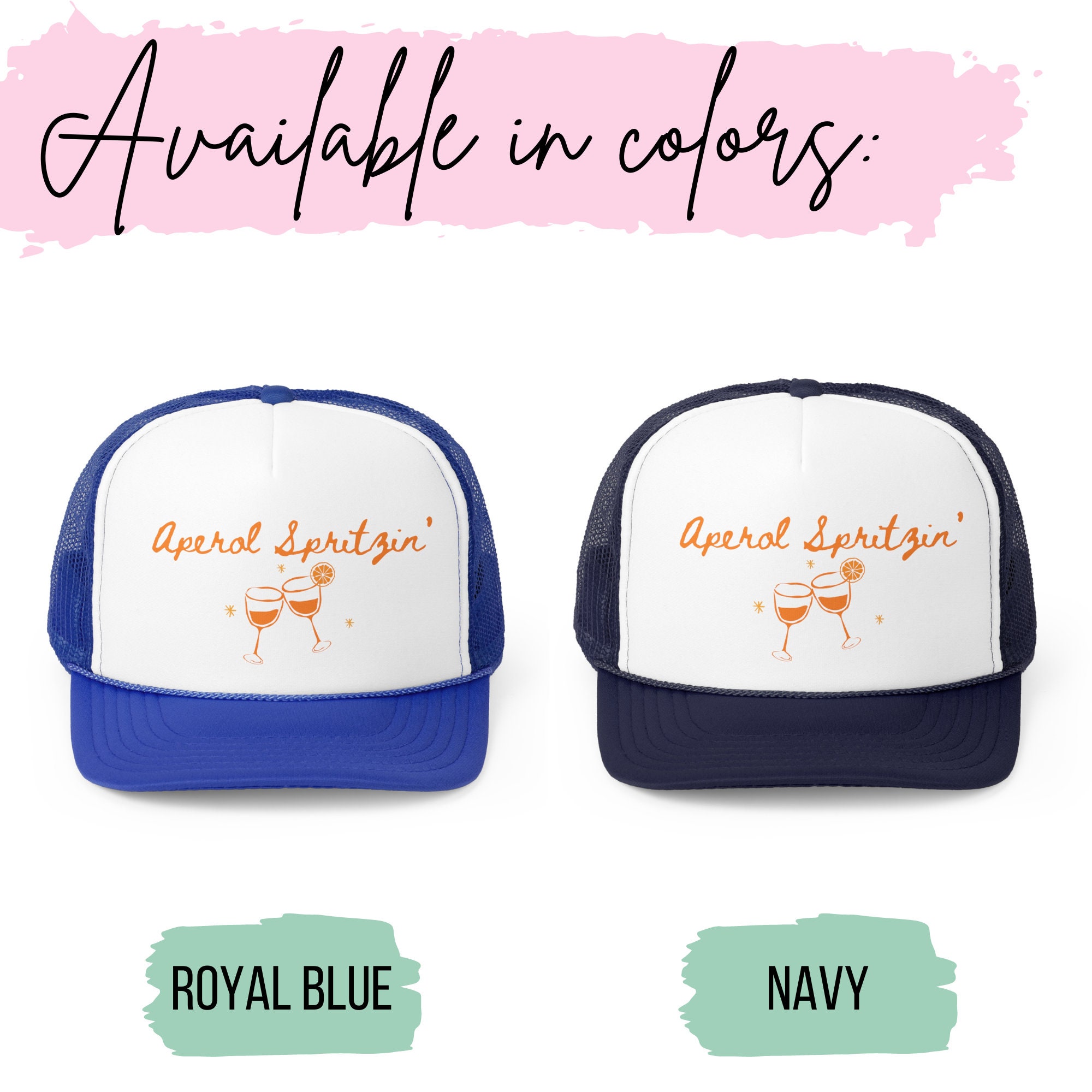 Bachelorette Aperol Spritz Trucker Hats (9 hats - 8 blue, 1 white) Embroidered Aperol Spritz Baseball Cap: Custom Bachelorette  main image 3