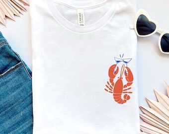 lobster martini shirt, vintage lobster shirt, nautical shirt for women, dirty martini shirt, ocean inspired shirt, New Englander, tini time
