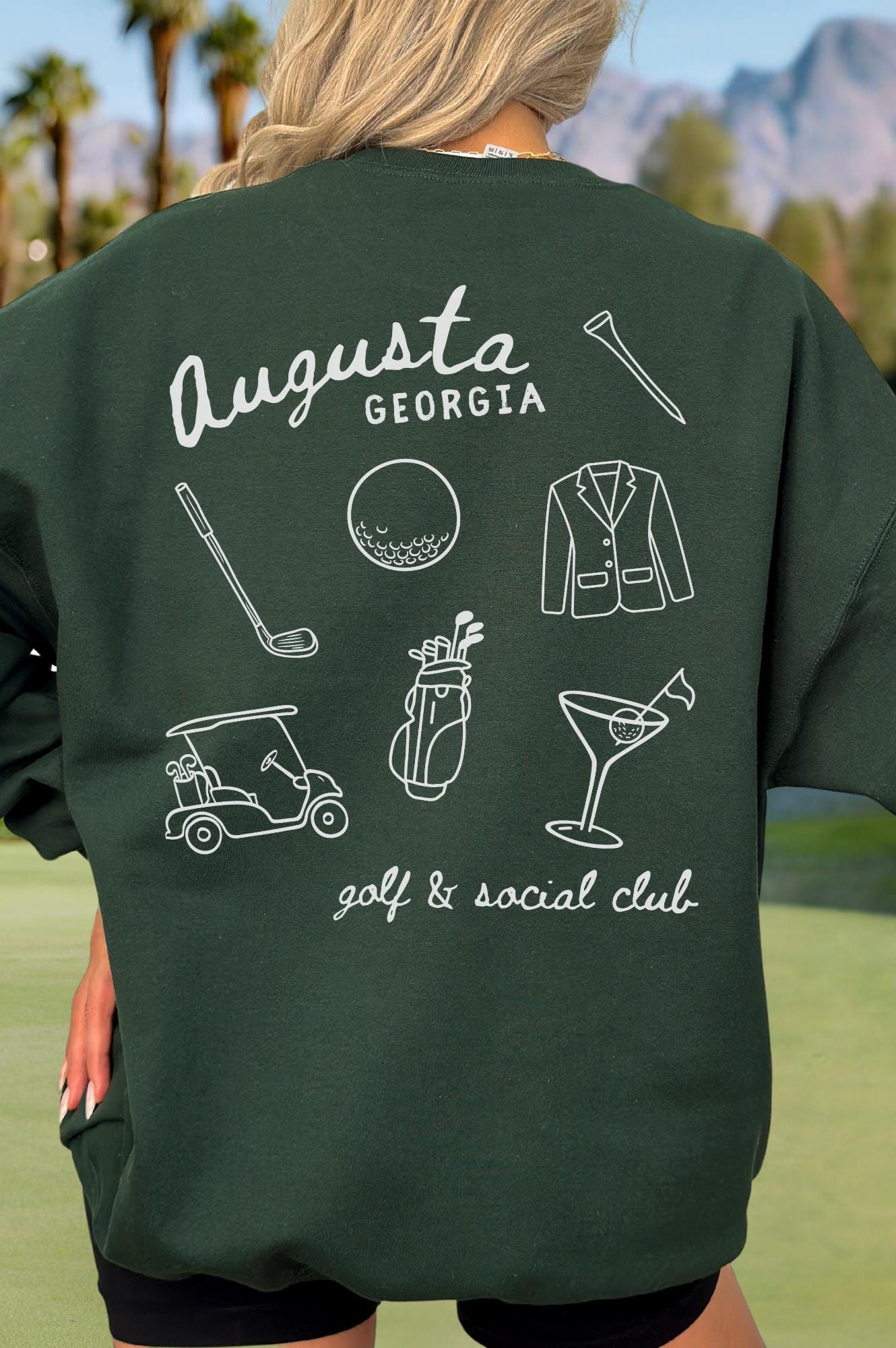 Women’s golf crewneck sweatshirt, Augusta Georgia Sweatshirt, Golf Gift for Women, Golf Tournament, Old Money Aesthetic, Preppy Golf Sweater
