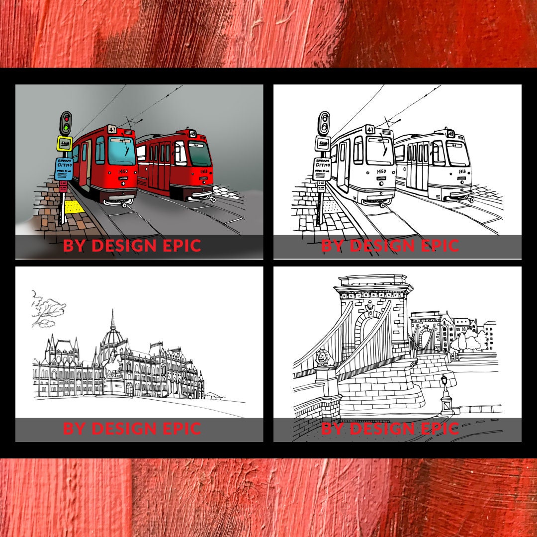 City Coloring Pages: City Adult Coloring Book by Design Epic - Etsy