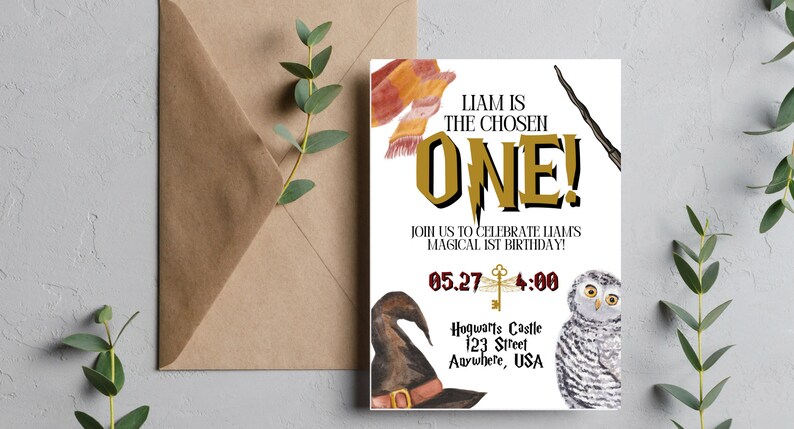Harry Potter The Chosen OneFirst Birthday EDITABLE TEMPLATE Invitation HP Invite Canva Download First Birthday Decor First
