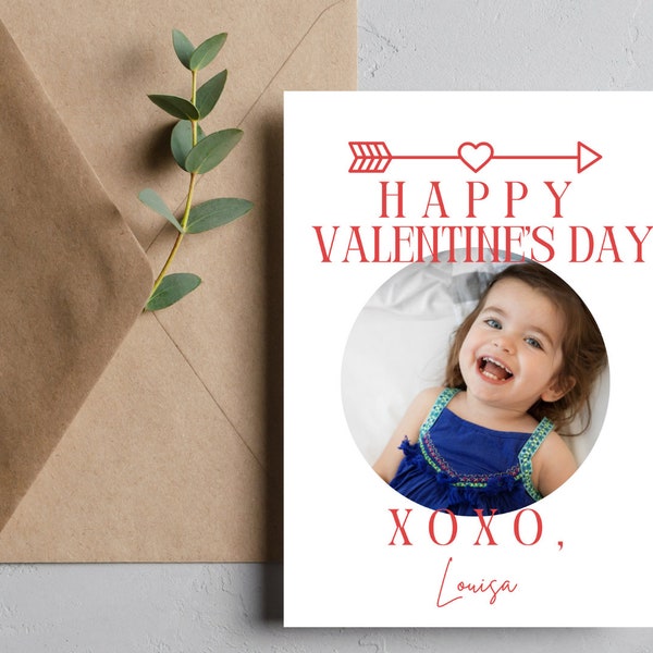 Happy Valentines Day Custom Photo Card EDITABLE TEMPLATE, Valentine, Digital Download, Canva Template, Kids Valentines Day, School Valentine