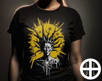 Pagan God t-shirt from Occult Fashion featuring Abstract Pagan Figure that Encompasses a Wide Range of Spiritual Beliefs and Practices