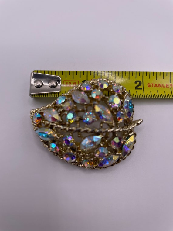 Vintage Weiss Aurora Borealis Rhinestone Brooch - image 2