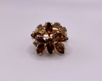 Bague Art Nouveau Argent 925 Avec Cabochon Ambre Baltique — Taille 58, Occasion, Style Vintage