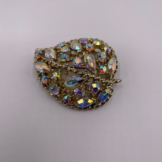 Vintage Weiss Aurora Borealis Rhinestone Brooch - image 5