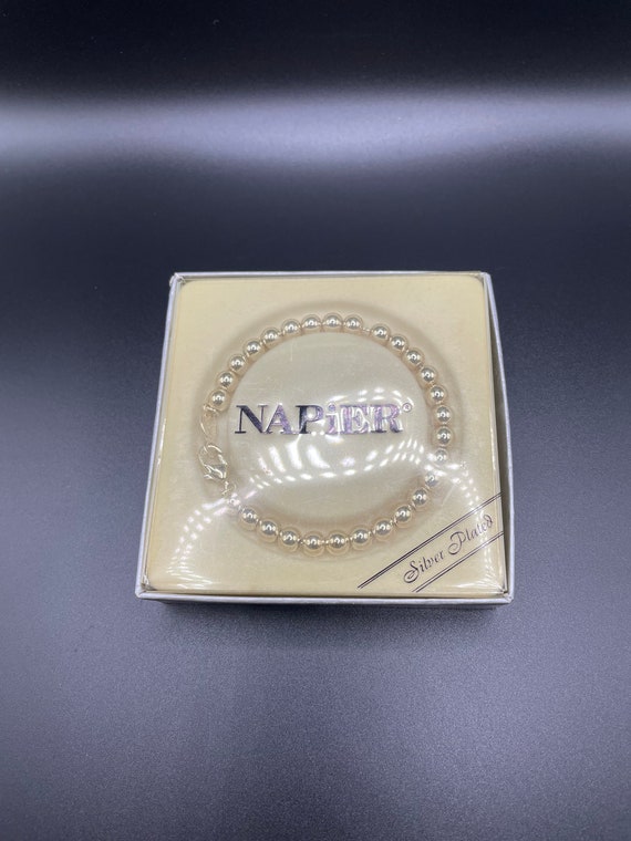 Vintage Napier Silver Tone Beaded Bracelet