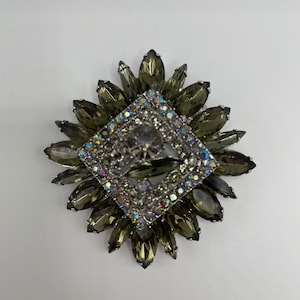Vintage Juliana Black Diamond and AB Rhinestone Brooch