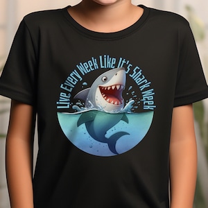 Kids Shark TShirt, Funny Shark Week Tee for Children, Great White Shark Graphic Shirt, Ocean Animal Kids Top, Beach Shirt, Kids Vacation Tee