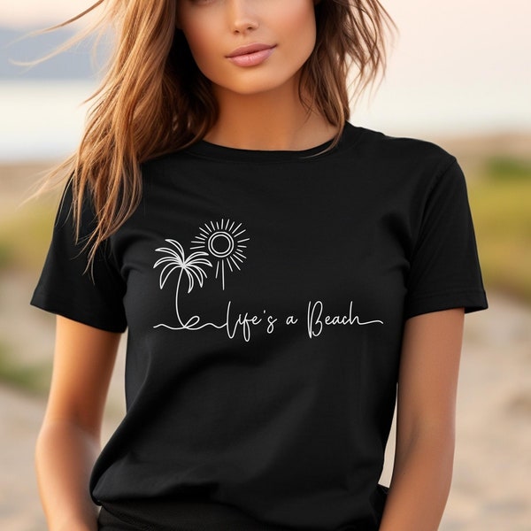 Life's a Beach Shirt, Minimalist Palm Tree Shirt, Sun Design, Summer Beachwear, Casual Vacation Tee, Ocean Inspired Style, Beach Lover Gift