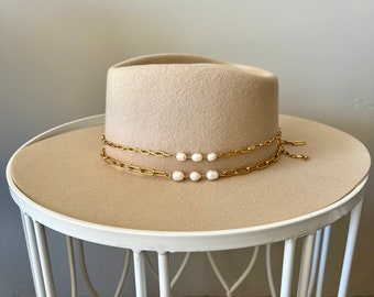 Pearl Paperclip Chain Hat Band