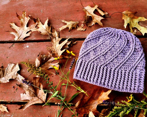 Crochet Spiral Pattern Beanie - Purple - Etsy display picture 3
