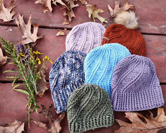 Crochet Spiral Pattern Beanie - Purple - Etsy