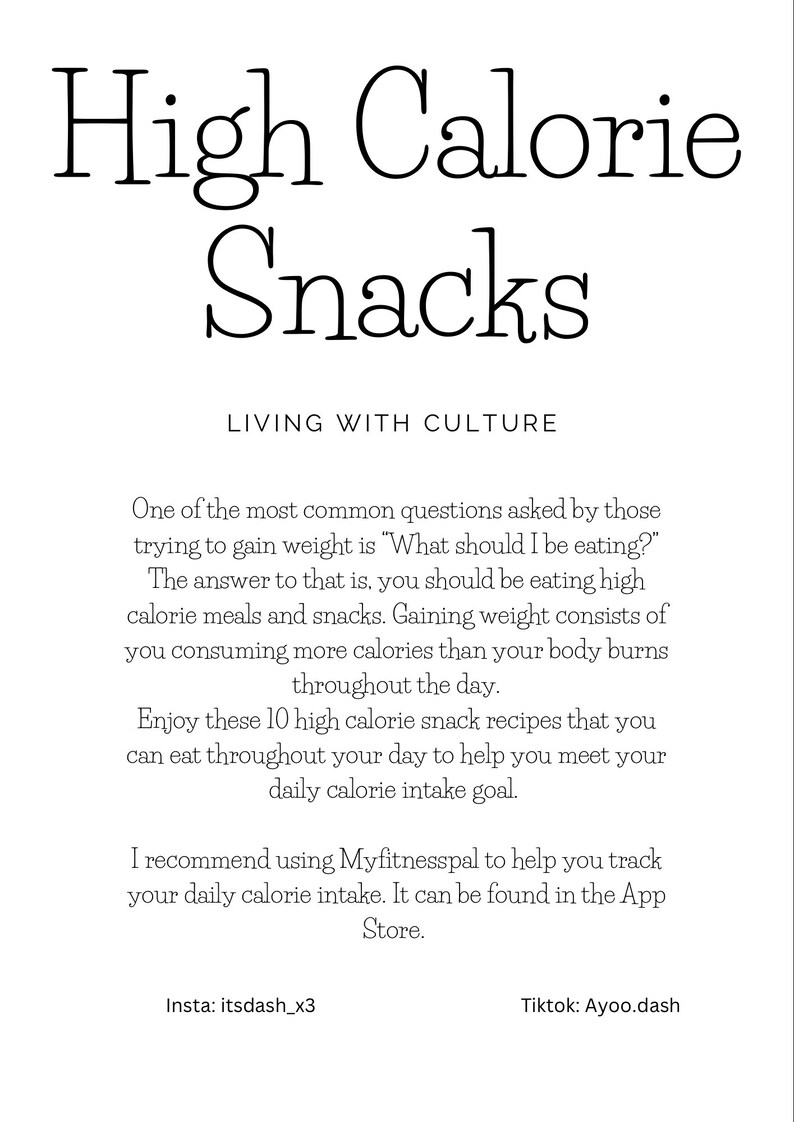 High Calorie Weight Gain Snack Recipes Etsy