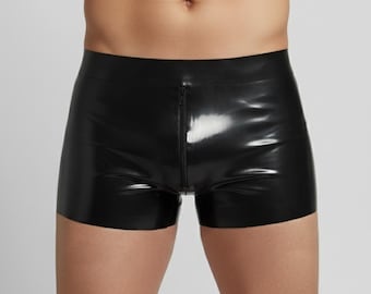 Men’s Latex Black Shorts with Zip – Custom color, tailor-made