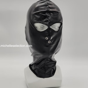 Full face hood latex effect cap