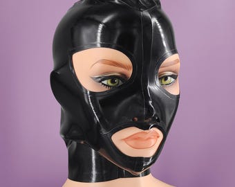 Tailor-made latex hood handmade to custom measurements bdsm mask