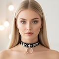 Custom Faux Leather Collar with Metal Letters – Adjustable Pink Choker, Personalized Statement Necklace product logo