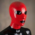 Red Latex hood, natural rubber product logo