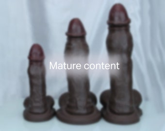 Dark ultra Realistic Dual Density Dildo - Puffy penis