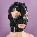 Tailor-made latex hood handmade to custom measurements bdsm mask product logo
