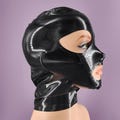 Tailor-made latex hood handmade to custom measurements bdsm mask product logo