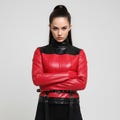 Red and Black Leather Straitjacket - Back Zipper product logo